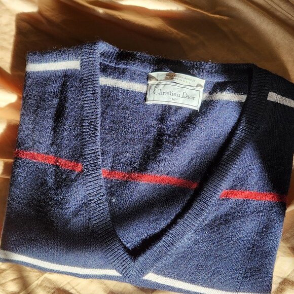 Christian Dior nautical v-neck sweater (small), perfect for fall, soft to touch - Picture 1 of 8
